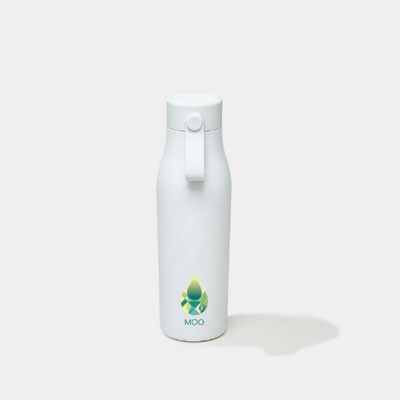 Show details for Sample MOO 18 oz Water Bottle - Cloudy Grey - One-sided Printing