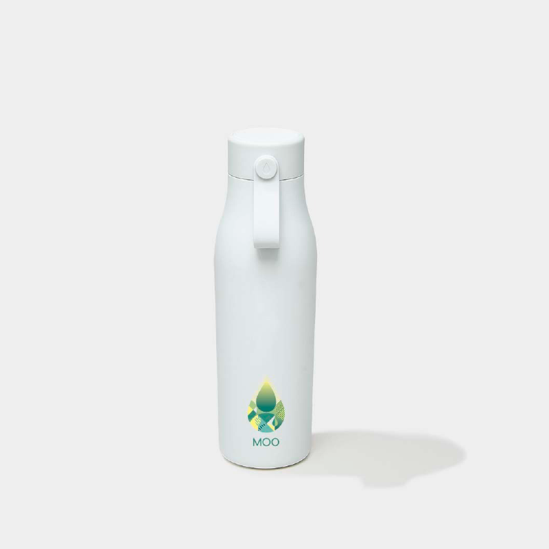 Show details for Sample MOO 18 oz Water Bottle - Cloudy Grey - One-sided Printing